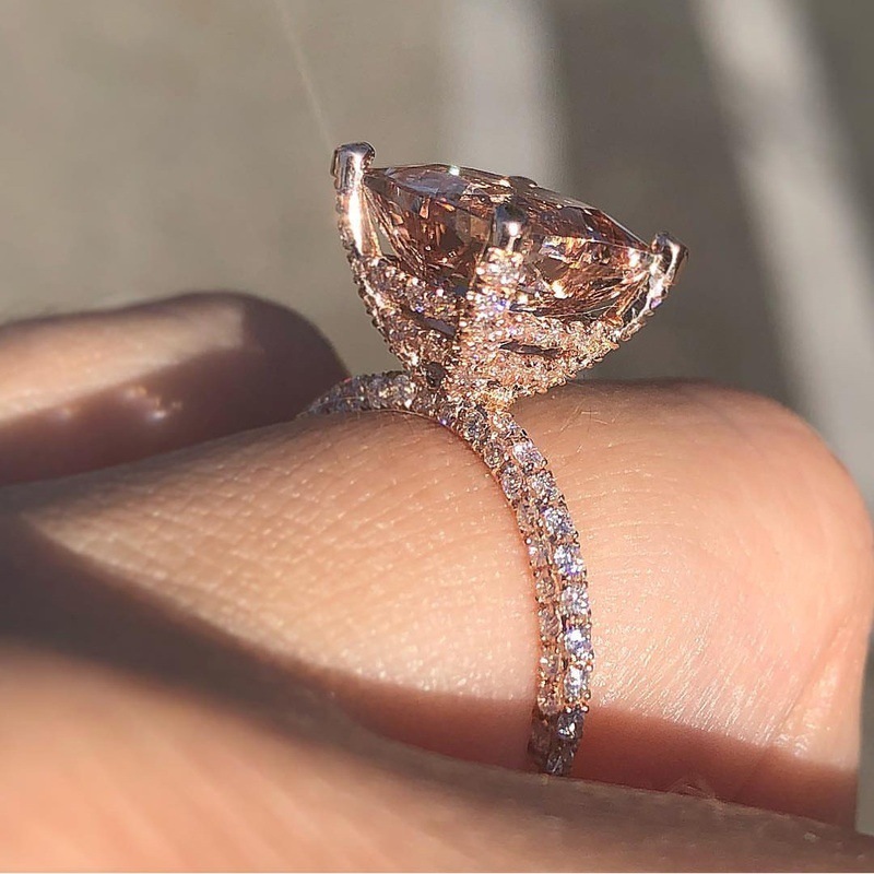 Ladies Ring Rose Gold Big Square Cubic Zirconia Jewelry Party Wedding Vintage Finger Rings For Men And Women Dropshipping
