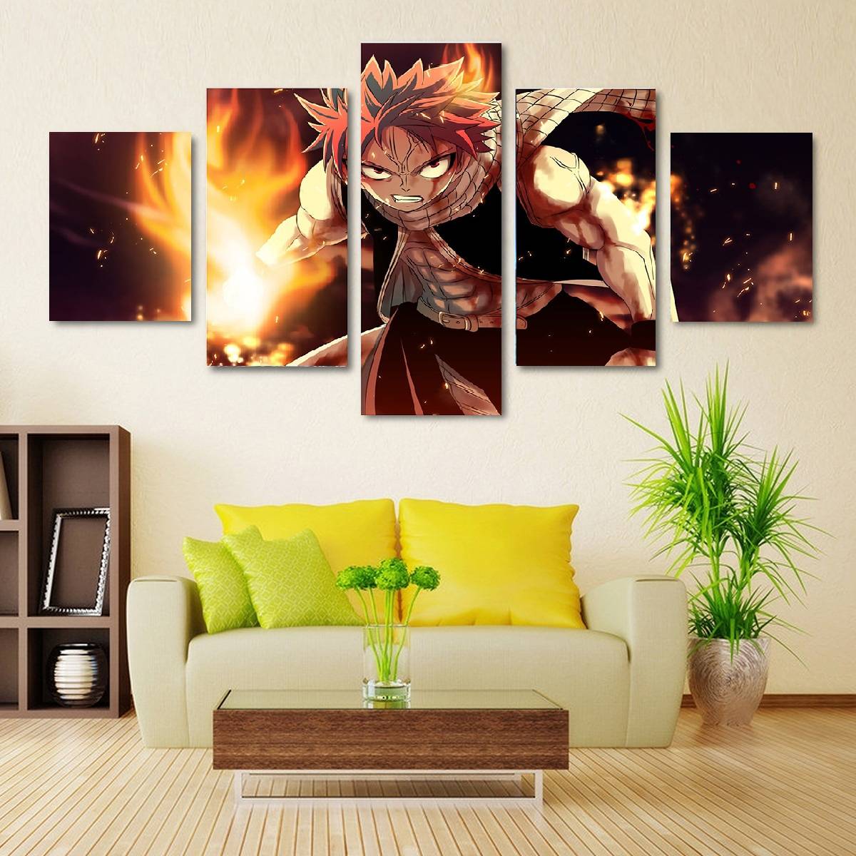 5pcs/set Unframed Fairy Tail Natsu Fire Dragon Slayers HD Print On Canvas Wall Art Painting For Living Room Decor
