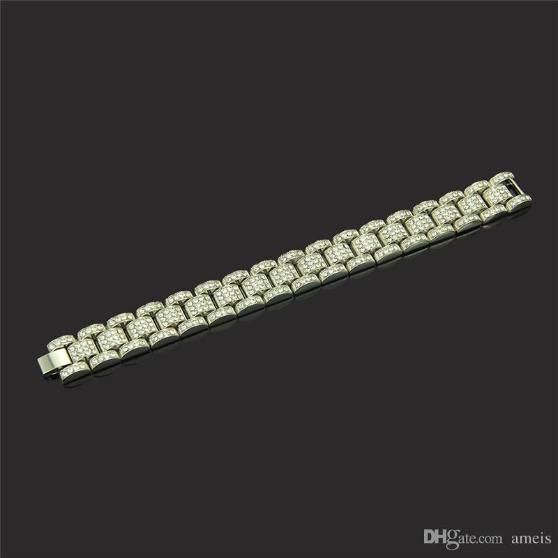 iced out chains Bracelet for Men's diamond tennis bracelet iced out cuban link chains hip hop bling chains jewelry men