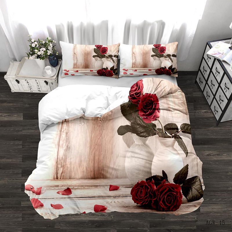 3D Rose Bedding Set Duvet Cover Floral Print Bed Linen Bedding Cover Comforter Sets Bedclothes Bed Set(no Sheet)