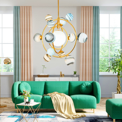 2019 new stray earth chandelier Nordic creative lamp round planet chandelier living room study children room chandelier