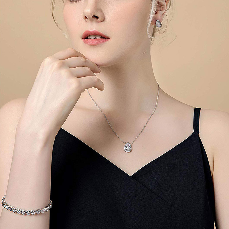 Newest Teardrop 3A Cubic Zirconia Earrings Pendant Necklace Jewelry Set for Women 925 Standard Sterling Silver Bridesmaid Wedding Jewerly
Newest Teardrop 3A Cubic Zirconia Earrings Pendant Necklace Jewelry Set for Women 925 Standard Sterling Silver Bridesmaid Wedding Jewerly