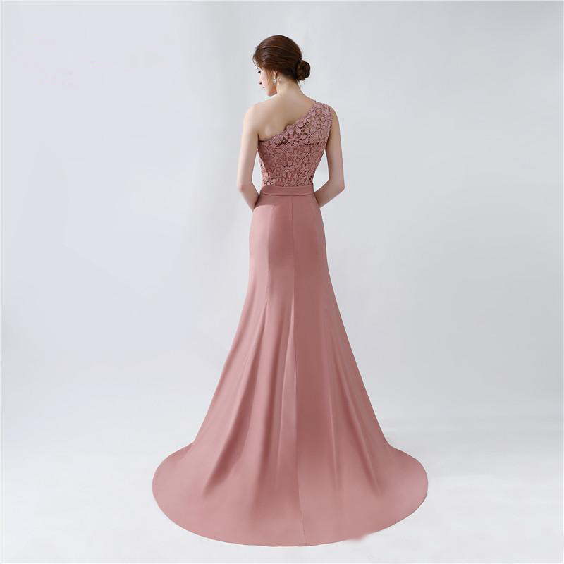 Formal Fast Shipping Mermaid Bridesmaid Dresses One Shoulder Satin Appliques for Wedding Party Gowns Bride Maid Sweep Train