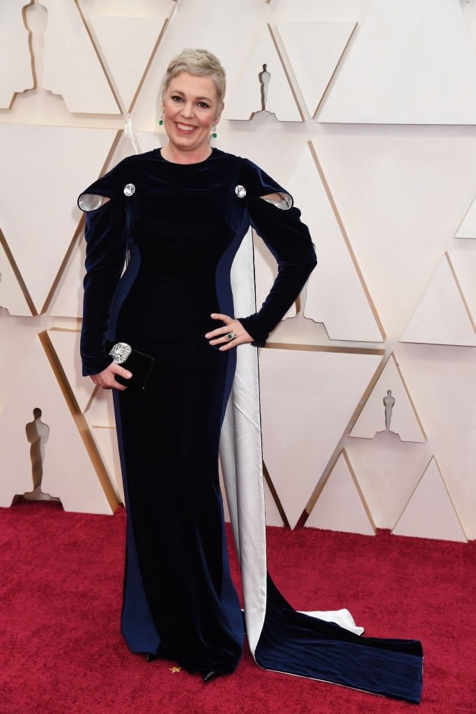 Arrival Th New Oscar Awards Olivia Colman Mermaid Evening Dresses Jewel Neck Veet Long Sleeves Floor Length Red Carpet Celebrity Dress