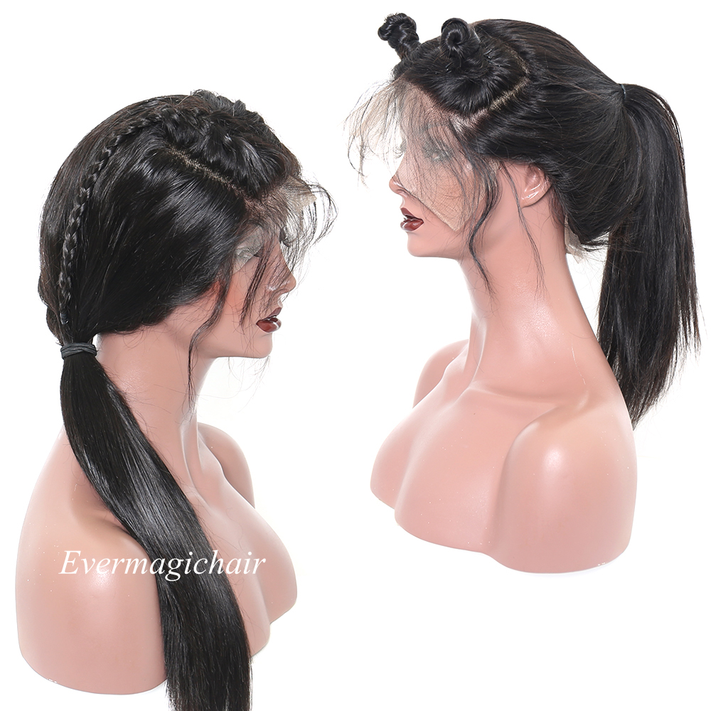 Natural Color Full Lace Wigs straight Human Hair Brazilian Peruvian Malaysian Indian straight Lace Front Human Hair Wigs With Baby Hair