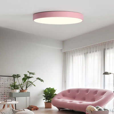 Modern Ultra-Thin Simple Macaron Colorful LED Ceiling Light 5CM Thin LED Lamp Black White Iron Round Flat Bedroom Ceiling Lamp