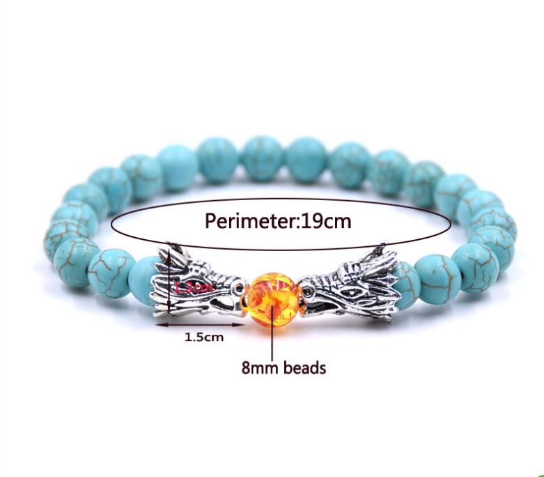 Lava Rock Double Dragon Play Pearl Single Energy Stone Bracelet Men and Women Heal Energy Aura Bracelet