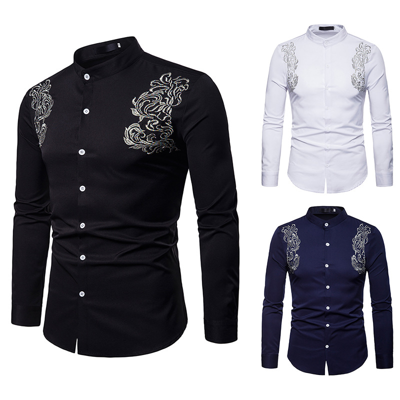 Fashion brand Men' Long Sleeved shirt Casual Henry collar shirt men embroidery shirts male nightclub party wear DT1800, Black
Fashion brand Men' Long Sleeved shirt Casual Henry collar shirt men embroidery shirts male nightclub party wear DT1800, Black