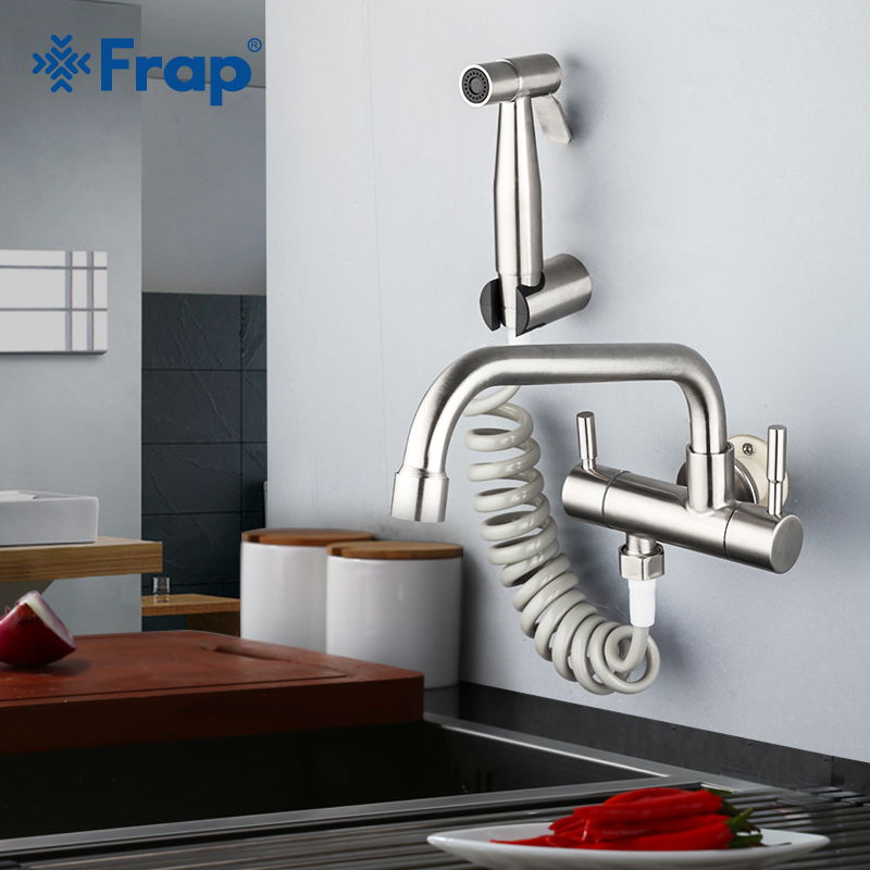 Frap Kitchen Faucet 304 Stainless Steel wall-mounted single cold quick open balcony laundry pool kitchen faucet with spray gun
Frap Kitchen Faucet 304 Stainless Steel wall-mounted single cold quick open balcony laundry pool kitchen faucet with spray gun