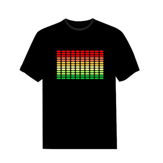 

New Sale Sound Activated Led Tshirt Light Up And Down Flashing Equalizer Music Activated Elt -Shirt Unisex For Hot Rock Disco Party Dj, Black 2