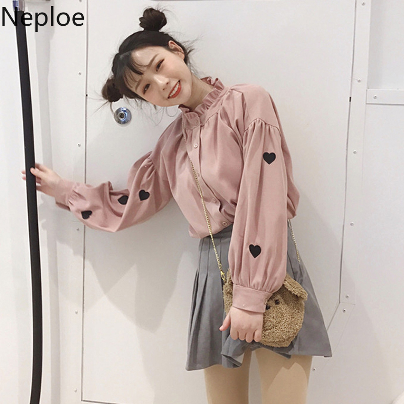Neploe 2020 Spring Autumn Blouse Women Korean Chic Ruffled Collar Blusa Long Sleeve Shirt Top Heart Print Camisas Mujer 46216, White
Neploe 2020 Spring Autumn Blouse Women Korean Chic Ruffled Collar Blusa Long Sleeve Shirt Top Heart Print Camisas Mujer 46216, White