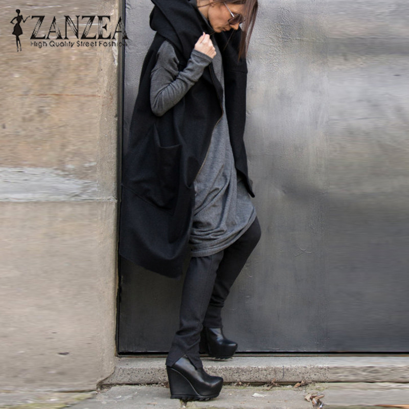 ZANZEA 2017 Fashion Women Autumn Winter Hooded Jacket Sleeveless Midi Black Coat Retro Basic Baggy Warm Zipper Outwear Plus Size
ZANZEA 2017 Fashion Women Autumn Winter Hooded Jacket Sleeveless Midi Black Coat Retro Basic Baggy Warm Zipper Outwear Plus Size