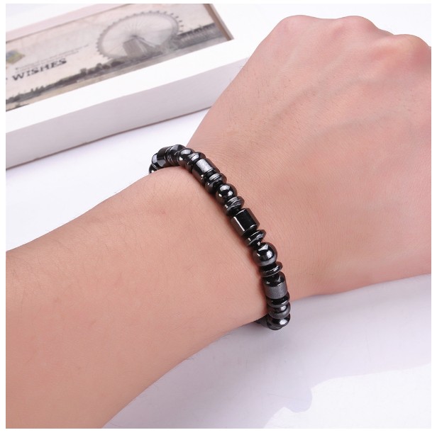 Men Biomagnetic Multi-shaped Natural Stone Black Stone Magnetic Therapy Bracelet Magnetic Health Hand Bracelet