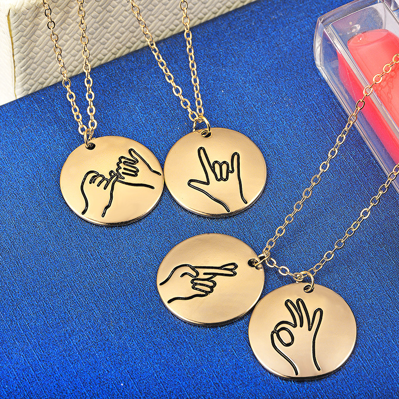 Creative Sign Language Necklace Female Necklaces Round Pendant Ladies High Quality Jewellery Lady Jewelry Trendy Alloy Collier
Creative Sign Language Necklace Female Necklaces Round Pendant Ladies High Quality Jewellery Lady Jewelry Trendy Alloy Collier