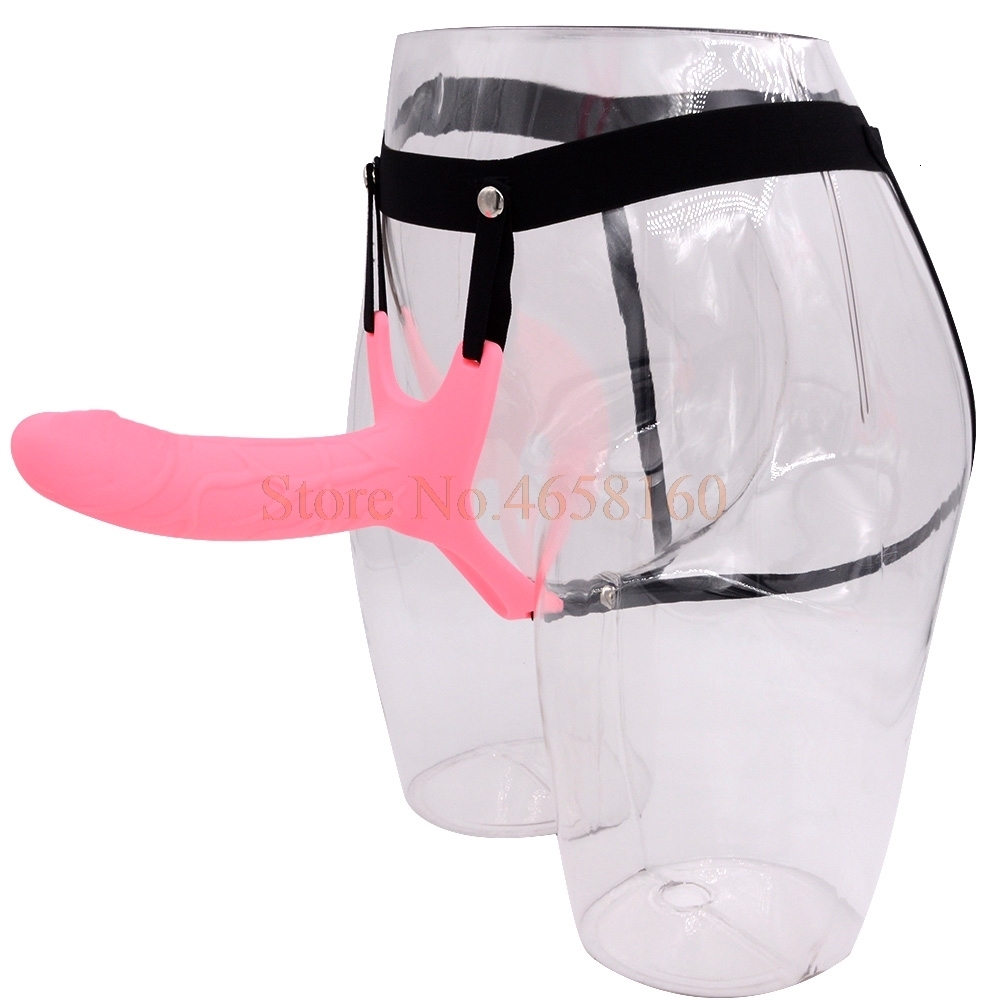Full Silicone Strappy Hollow Penis Extender Strapon Dildo Silicone Strap on Dildo with Harness Kit Sex Toys for Men No Vibration Y191026