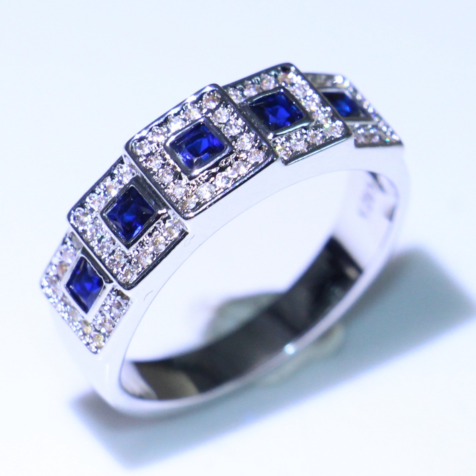 Choucong 2019 New Arrival Hot Sale Vintage Jewelry 925 Sterling Silver Blue Sapphire CZ Diamond Wedding Engagement Band Ring for Women Gift