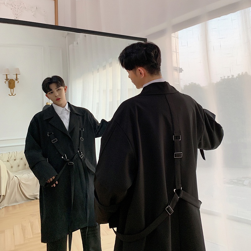 Multiple Ribbon Long Trench Men High Street Fashion Overcoats Streetwear Outwear Casual Windbreaker Male High-end Black Coats 
Multiple Ribbon Long Trench Men High Street Fashion Overcoats Streetwear Outwear Casual Windbreaker Male High-end Black Coats