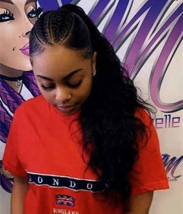 Natural Curly Ponytail, Elastic Drawstring Ponytail African American Curl Human Hair Extension Puff Pony tail Hair with Clips 140g