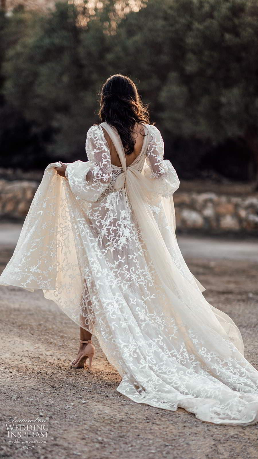 classic long sleeve wedding dresses bohemian full lace appliqued sweep train wedding dress bridal gowns vestido de novia