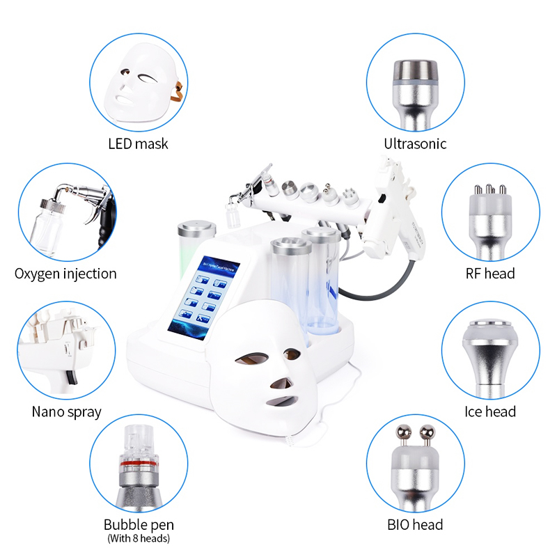 8 In 1 Hydra Dermabrasion RF BIO Light Spa Facial Machine Water Jet Hydro Diamond Peeling Beauty Device