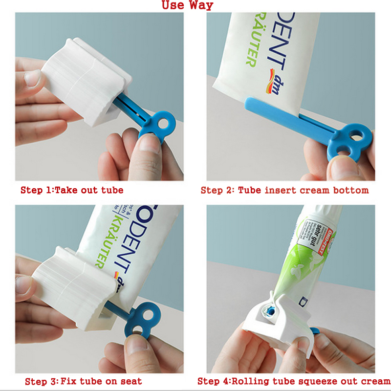 Multifunctional Manual Rotation Bathroom Plastic Cream Tube Squeezer Dispenser Rolling Tube Squeezer Toothpaste Dispenser