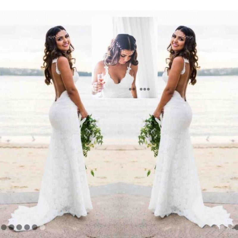 Katie May Mermaid Beach Lace Wedding Dress Modest Fashion Spaghetti Backless Country Bohemian Fishtail Bridal Holiday Dresses, White
Katie May Mermaid Beach Lace Wedding Dress Modest Fashion Spaghetti Backless Country Bohemian Fishtail Bridal Holiday Dresses, White