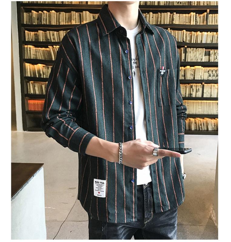 2020 Autumn Shirts Man Wide Vertical Stripe Leisure Time Shirt Men's Long Sleeve Shirt Male Spring Soft Comfort Slim Fit, 02
2020 Autumn Shirts Man Wide Vertical Stripe Leisure Time Shirt Men's Long Sleeve Shirt Male Spring Soft Comfort Slim Fit, 02