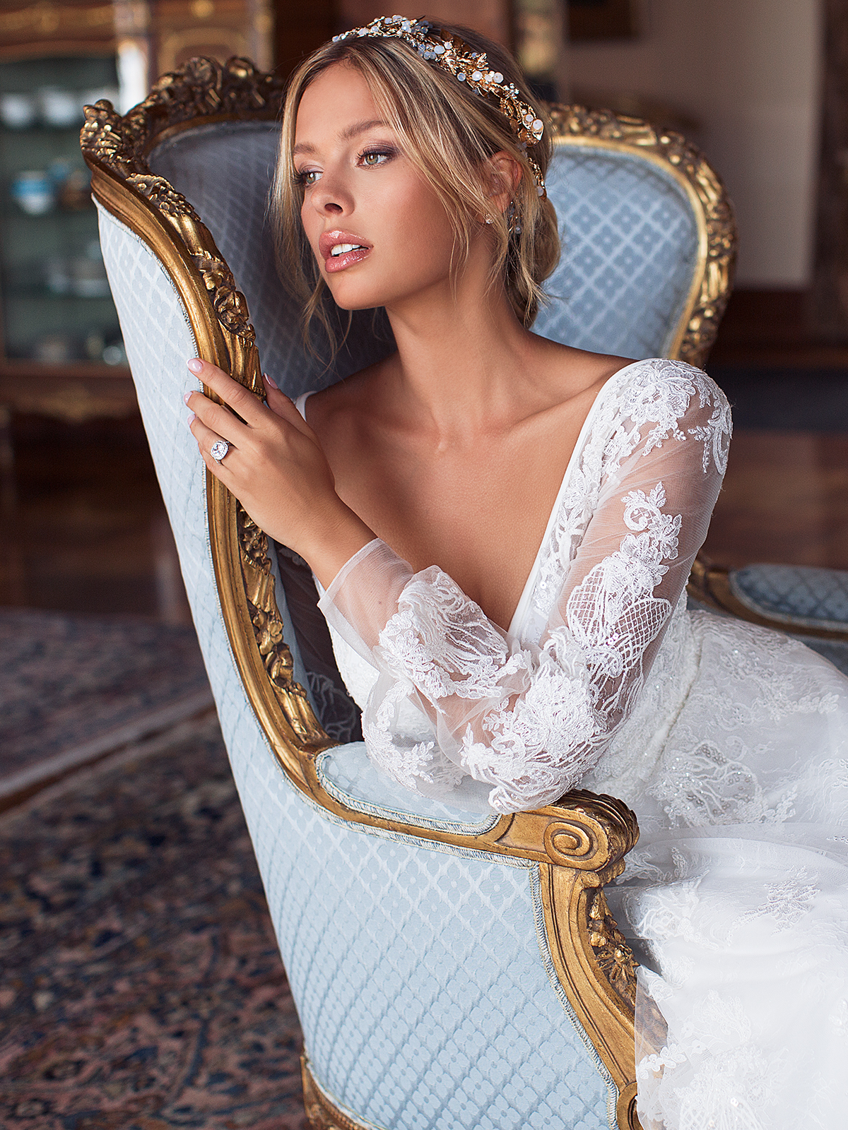 Beach Ful Lace Backless Wedding Dresses Beaded V Neck Long Sleeves Bohemian Bridal Gowns A E Sweep Train Boho Vestido De Novia