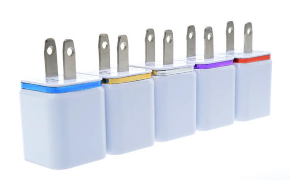 Metal Dual USB wall Charger Phone Charger US EU Plug 21A AC Power Adapter Wall Charger Plug 2 port for Ip 11 pro max Samsung Xiao4317527