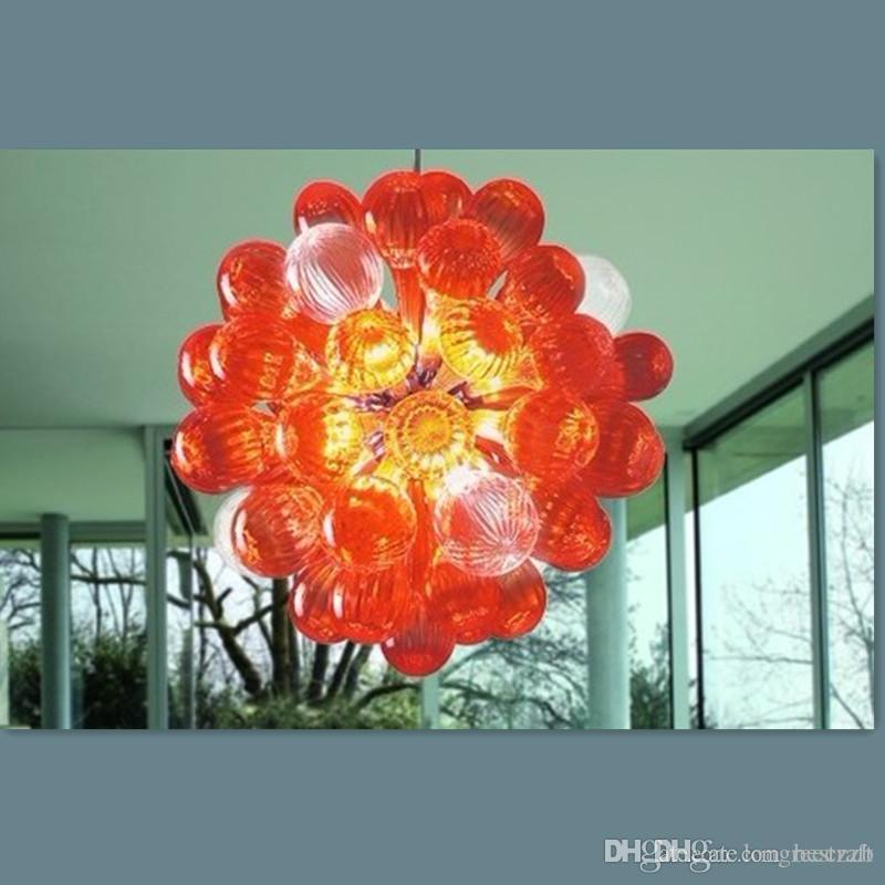 red crystal chandelier lighting ball blown glass chandelier handmade art decor light Living room chandelier lighting