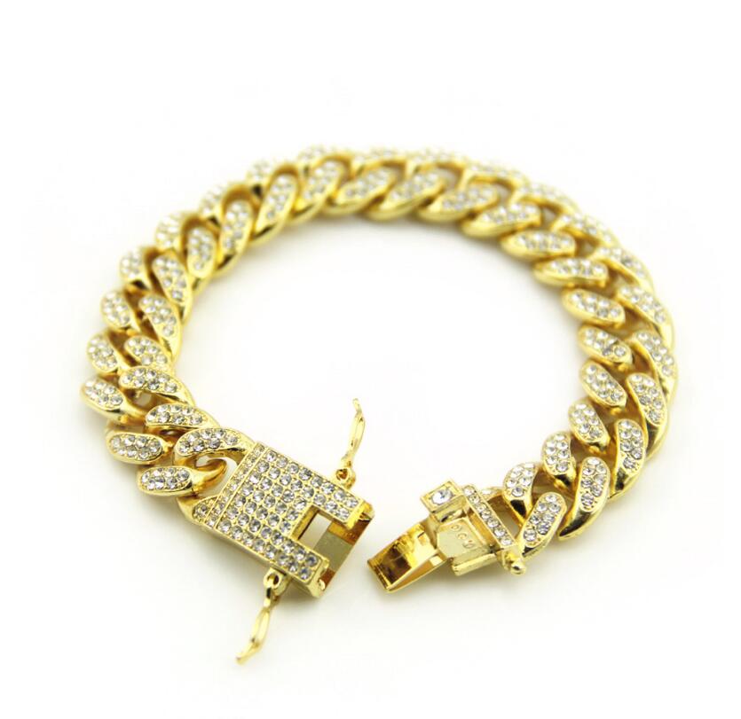 Cuban Chain Bracelet For Mens Tops Quality Hip Hop Bracelets Gold Bracelets Pop Club Accessories Plating Bangle Zircon Chains