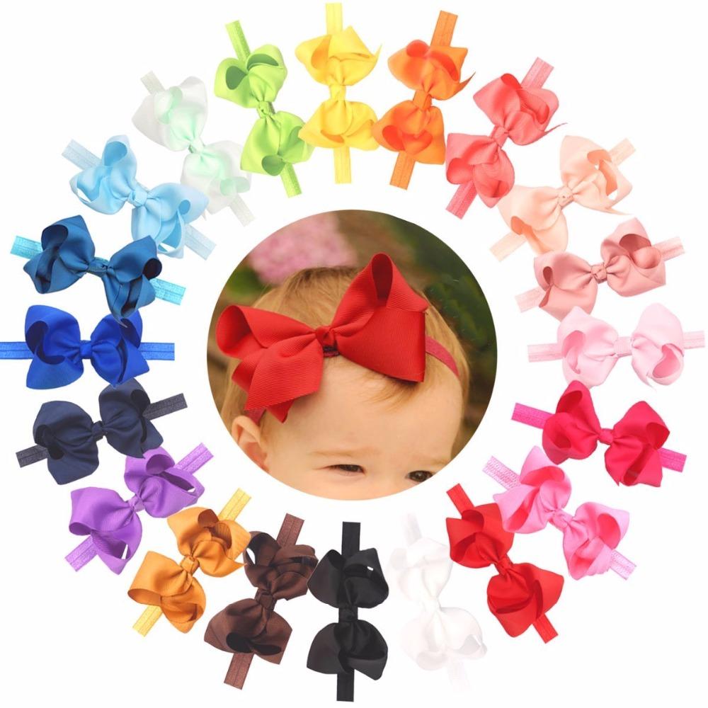 Baby Girls Headbands Grosgrain Ribbon 4.5" Hair Bows Headband Big Bow Hair Bands For Toddler Pack Of 20