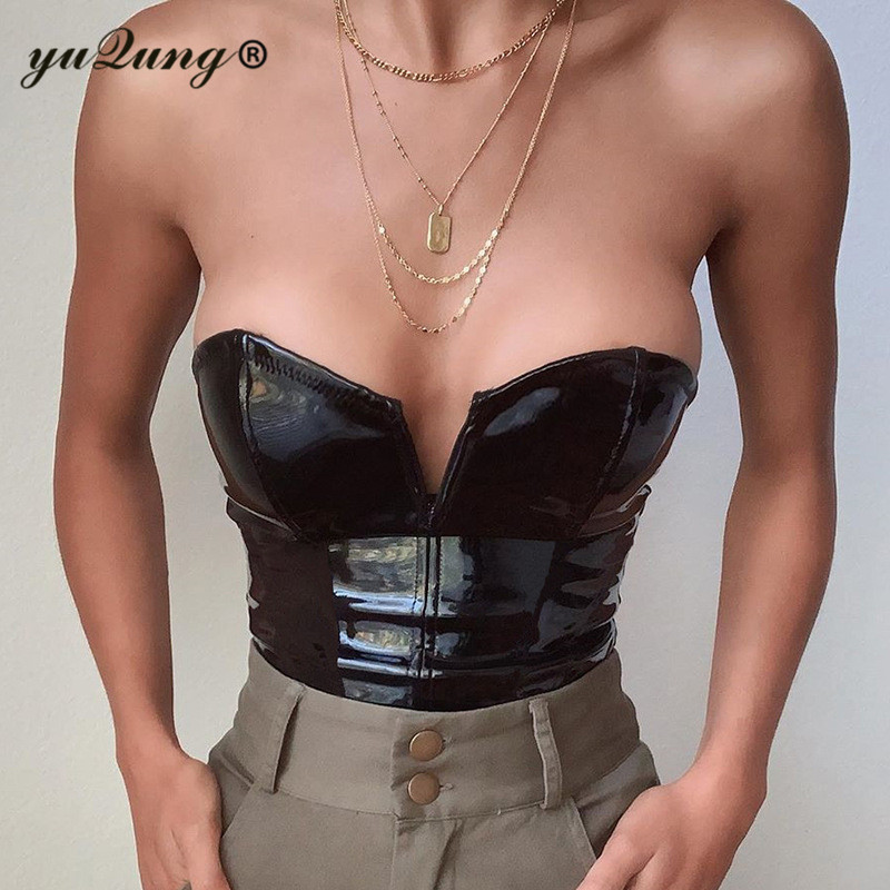 yuqung 2020 Sexy Women pu leather Strapless Top Sexy Sleeveless v neck Crop Top Cropped Boob Bandeau Tube Tops Shirt Cami, Black
yuqung 2020 Sexy Women pu leather Strapless Top Sexy Sleeveless v neck Crop Top Cropped Boob Bandeau Tube Tops Shirt Cami, Black