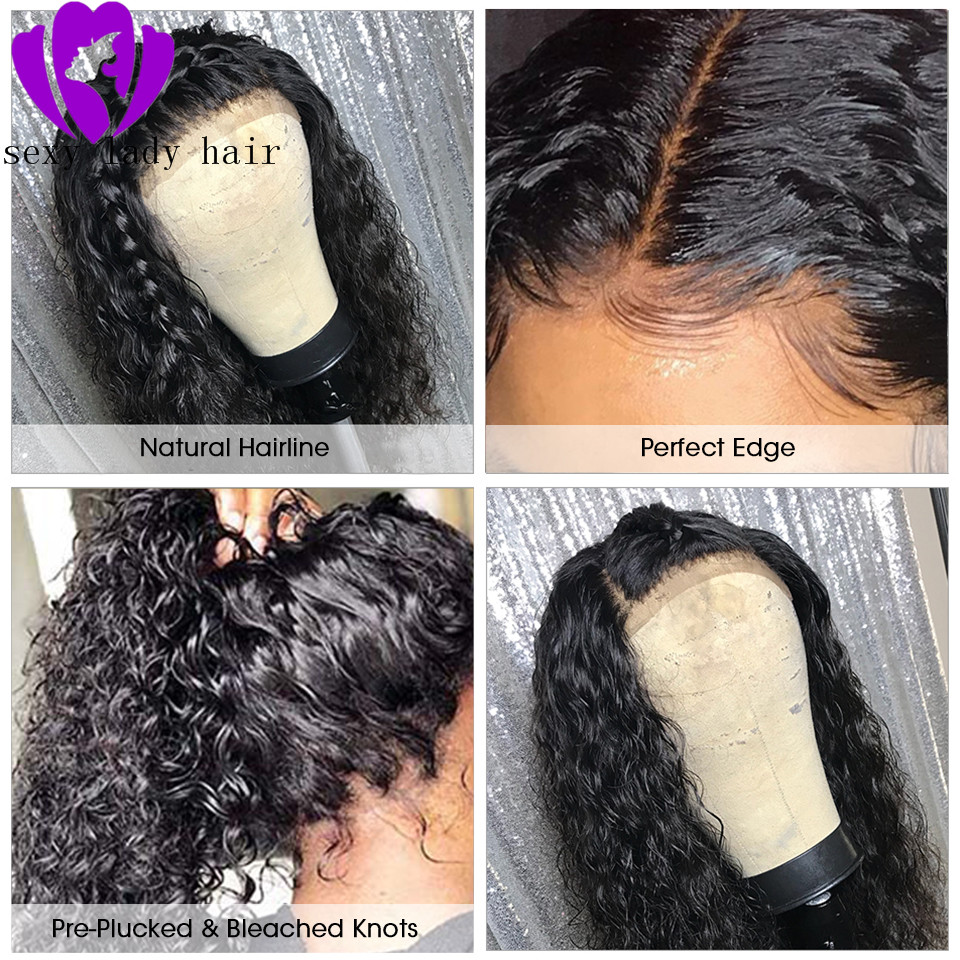 Free shipping Deep part 360 lace kinky Pre Plucked black curly synthetic Lace Front Wig For Women Baby Hair
