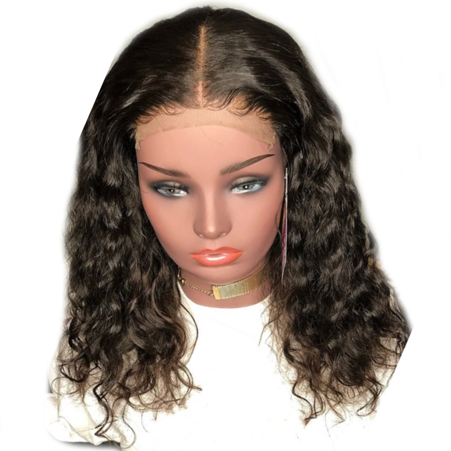 180density full brazilian Short wavy wig natural black loose wave Bob Wig For Black Women synthetic lace wig Pre Plucked with Baby Hair