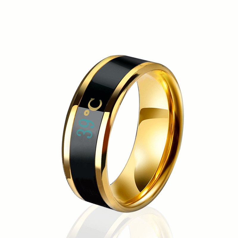 Fashion Intelligent Thermometer temperature measuring ring Stainless steel simple creative Couple wedding jewelry Dropshipping hot sale