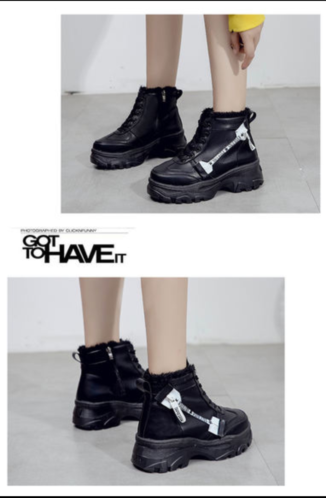 Hot Sale-Women Shoes Fall Winter Women Martin Boots Thick Cross-tied Side Zipper Martin Boots Casual Platform Mujer Snow Boots