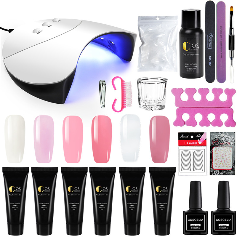 Nail Art Kits COSCELIA 6pcs/set Extending Crystal Jelly Gum Set Nails Kit UV French Manicure Tips Decoration