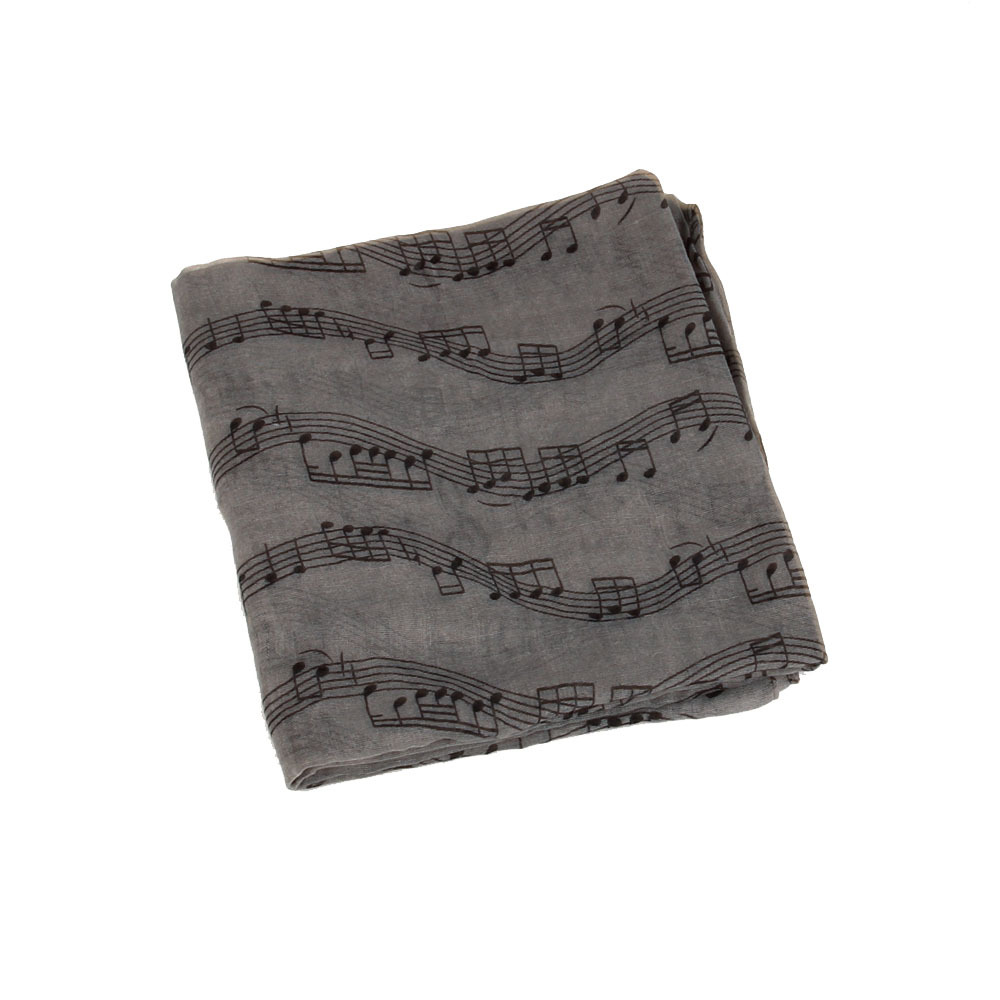 Female Women Lady Fashion Musical Note White Chiffon Printed Neck Scarf Wrap Shawl Accessories winter scarf