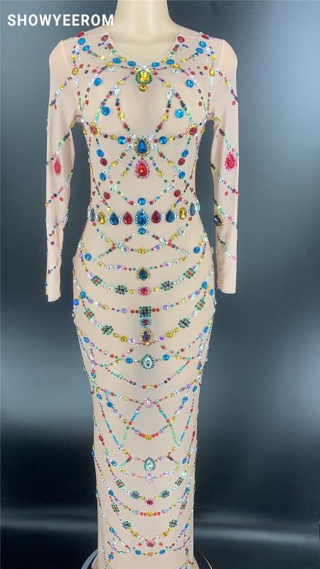 New Design Rhinestones pearls Mesh Dress Birthday Celebrate Stretch Dress See Through Outfit Singer Prom Party Performance, Black
New Design Rhinestones pearls Mesh Dress Birthday Celebrate Stretch Dress See Through Outfit Singer Prom Party Performance, Black