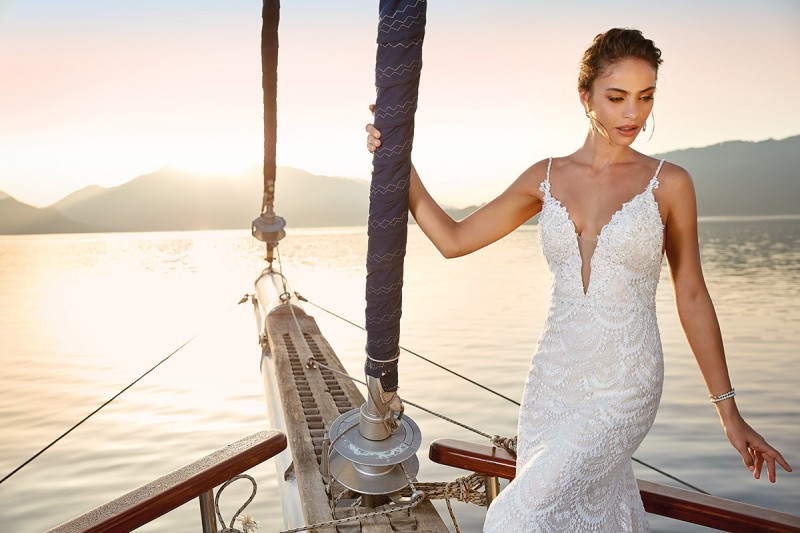 eddy k mermaid wedding dresses lace appliqued spaghetti neck backless bridal gowns full lace trumpet country boho beach wedding dress