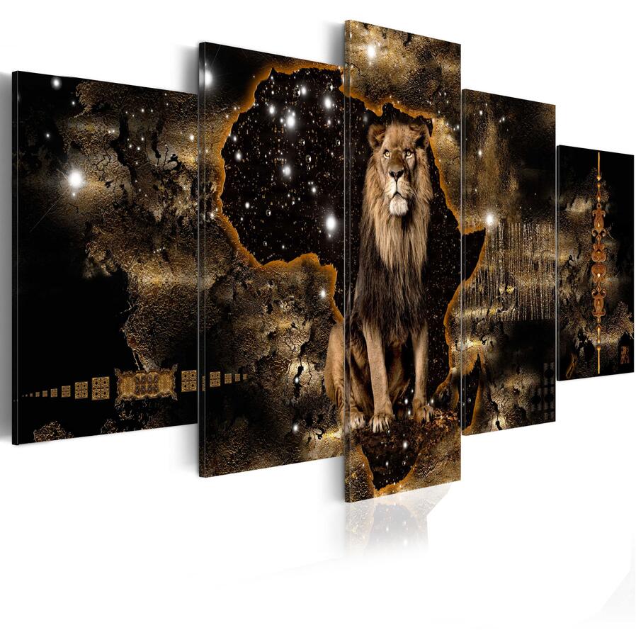 (No Frame)5Panel Animal Painting Pictures Print on The Canvas, Art Wall Decor, Home Wall Art Picture Color Giraffe Lion Elephant
