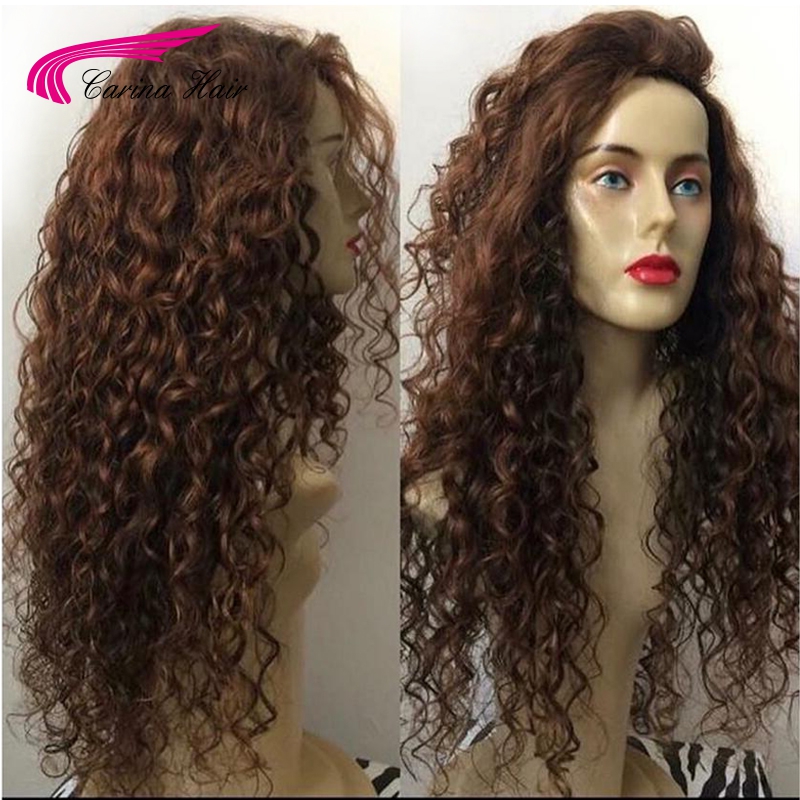 Free Shipping High Quality Brown Long Kinky Curly Wigs with Baby Hair Heat Resistant Glueless Synthetic Lace Front Wigs for Black Women