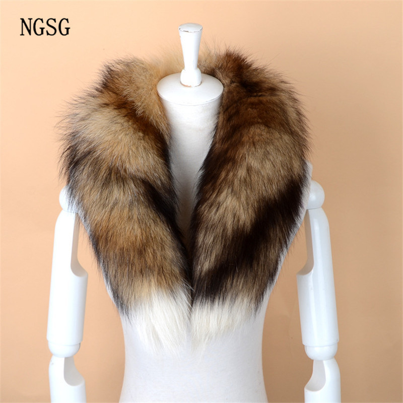 NGSG Real Fox Fur Scarf Women Men Striped Winter Warm 80-90CM Long Tail Scarf Fashion y Collar Scarves Wraps Female W001 C18110101 - view 3