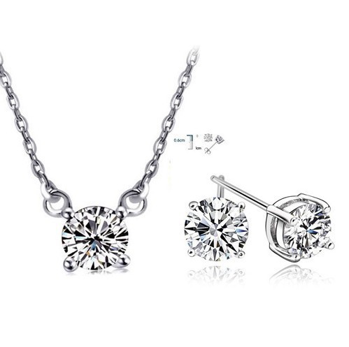 Hot sales 18K Gold Platinum Plated Fashion Women Jewelry Sets Genuine Austrian Crystal Solitary Pendant Necklace Stud Earrings for women