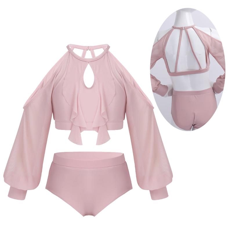 ChicTry Girls Two-Piece Dancewear Outfit Long Sleeves Caged Back Ruffled Crop Top with Briefs Set for Dancing Stage Performance, Black
ChicTry Girls Two-Piece Dancewear Outfit Long Sleeves Caged Back Ruffled Crop Top with Briefs Set for Dancing Stage Performance, Black