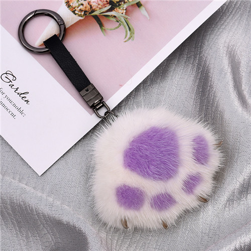 9cm Cute Real Genuine Fur Paw Pompom Ball Bag Charm Keychain Pendant Keyring Tassels