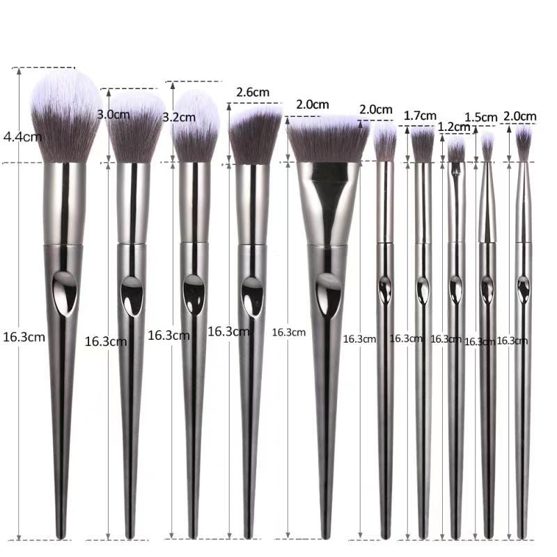 10pcs Unique shape Bump Handle Makeup Brushes set Foundation Blending Blush Face Brush Eyeshadow Eyebrow Concealer brushes Kit