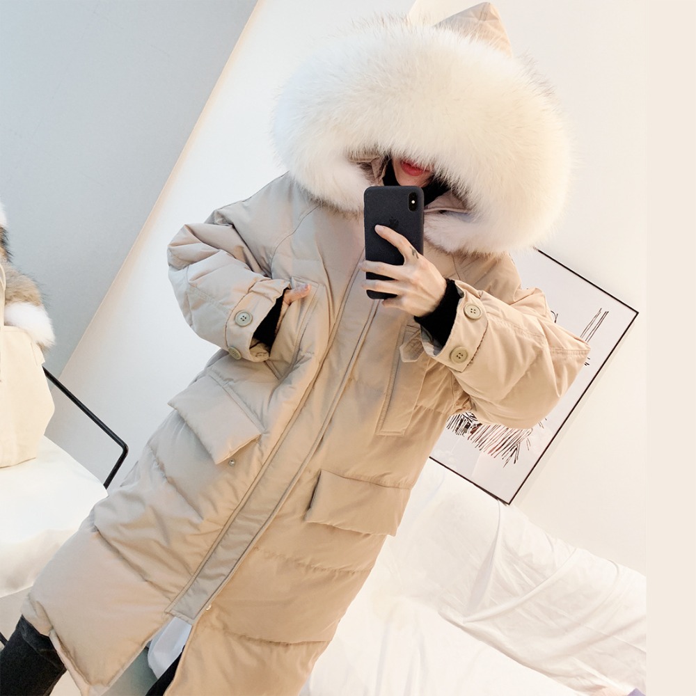 Winter New Down Jacket Women Korean Long White Duck Down Parka Coats 100% Natural Raccoon Fur Collar Hooded Warm Outwear Coat, Khaki
Winter New Down Jacket Women Korean Long White Duck Down Parka Coats 100% Natural Raccoon Fur Collar Hooded Warm Outwear Coat, Khaki