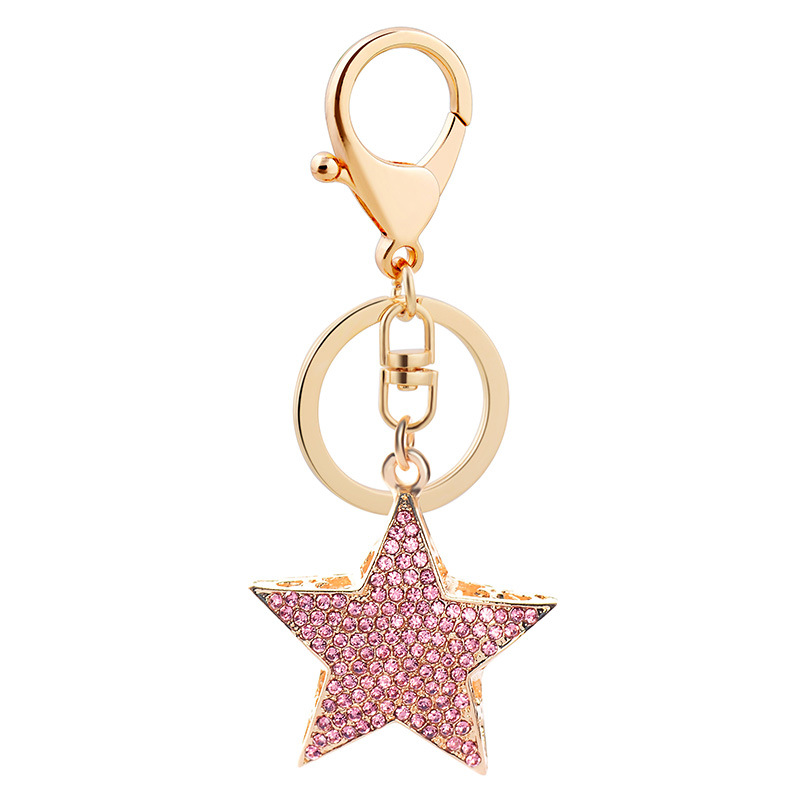 Creative crystal five-pointed star key ring rhinestone star car key chain exquisite charm female bag hanging ornaments keychain